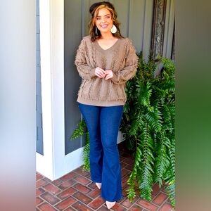 L Perfectly Priscilla Sweater with Fringe NWOT